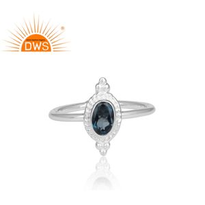 ผู้ค้าส่งเครื่องประดับ แหวนเงินแท้สเตอร์ลิงคุณภาพสูงแบบซ้อนได้ ผู้ผลิตเครื่องประดับ แหวนพลอยโทแพซสีน้ำเงินลอนดอนธรรมชาติ - Product Image 2