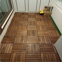 Dalles en bois d'acacia certifiées FSC VK WOOD - Modernes et lisses, 12 mm d'épaisseur, garantie à vie, installation DIY, utilisation extérieure, 4/6/12 lattes