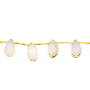 Druse blanche plaquée or, 10 perles en forme de poire, 12 à 14 MM, 1 pièce - Product Image 3