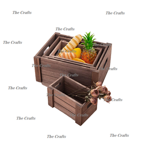 Latest Design <b>Wooden</b> Vegetables <b>Basket</b> Set Of 4 Pieces Deluxe Quality Kitchen Storage <b>Basket</b> At Reasonable Prices - Product Image 1