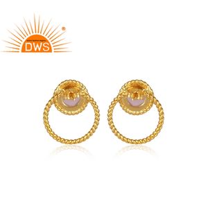 Boucles d'oreilles en laiton Rose en pierre précieuse, bijou à la mode, Design rond, livraison gratuite - Product Image 4