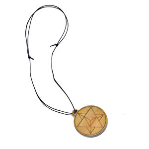 Pendentif en bois gravé Pentagramme Guérison Chakra Pierre Pendentif Agate Semi-Précieuse Cristal Sculpté Mascotte Style - Product Image 1