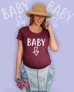 Camiseta de Maternidad para Mujer, Manga Corta, Algodón Jersey, Cuello Redondo, Estilo Casual - Product Image 1