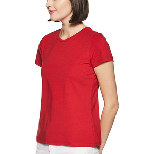 Camiseta de media manga sólida para mujer OEM con ajuste regular y cuello redondo para uso diario - Product Image 3