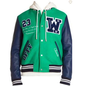 Vestes de baseball à col montant personnalisées pour hommes avec capuche en duvet College Letterman - Product Image 3