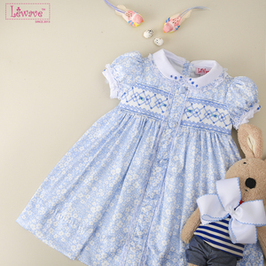 Váy hình học bằng vải satin 100% cotton màu xanh tuyệt đẹp cho bé gái-LD417 - Product Image 2