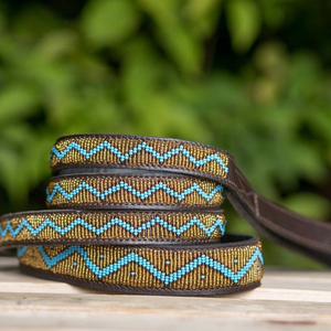 Dog <b>Leash</b>, Leather Dog <b>Leash</b>, Dog Lead, Personalised Beaded <b>Leash</b>, Beaded Dog <b>Leash</b> - Product Image 1