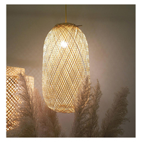 Lampe suspendue élégante en bambou tissé faite à la main Design traditionnel Long plafond pendentif interrupteur jardin hôtel fait Vietnam