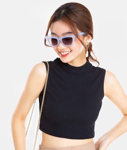 Mode estivale T-shirt décontracté pour femmes-Gilet noir solide sans manches-Tissu tricoté fabriqué au Vietnam - Product Image 3