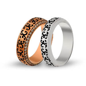 Bagues de mariage en or massif 14K, Design artistique, bague de mariage, ensemble de bijoux à graver personnalisé, vente en gros de turquie - Product Image 2