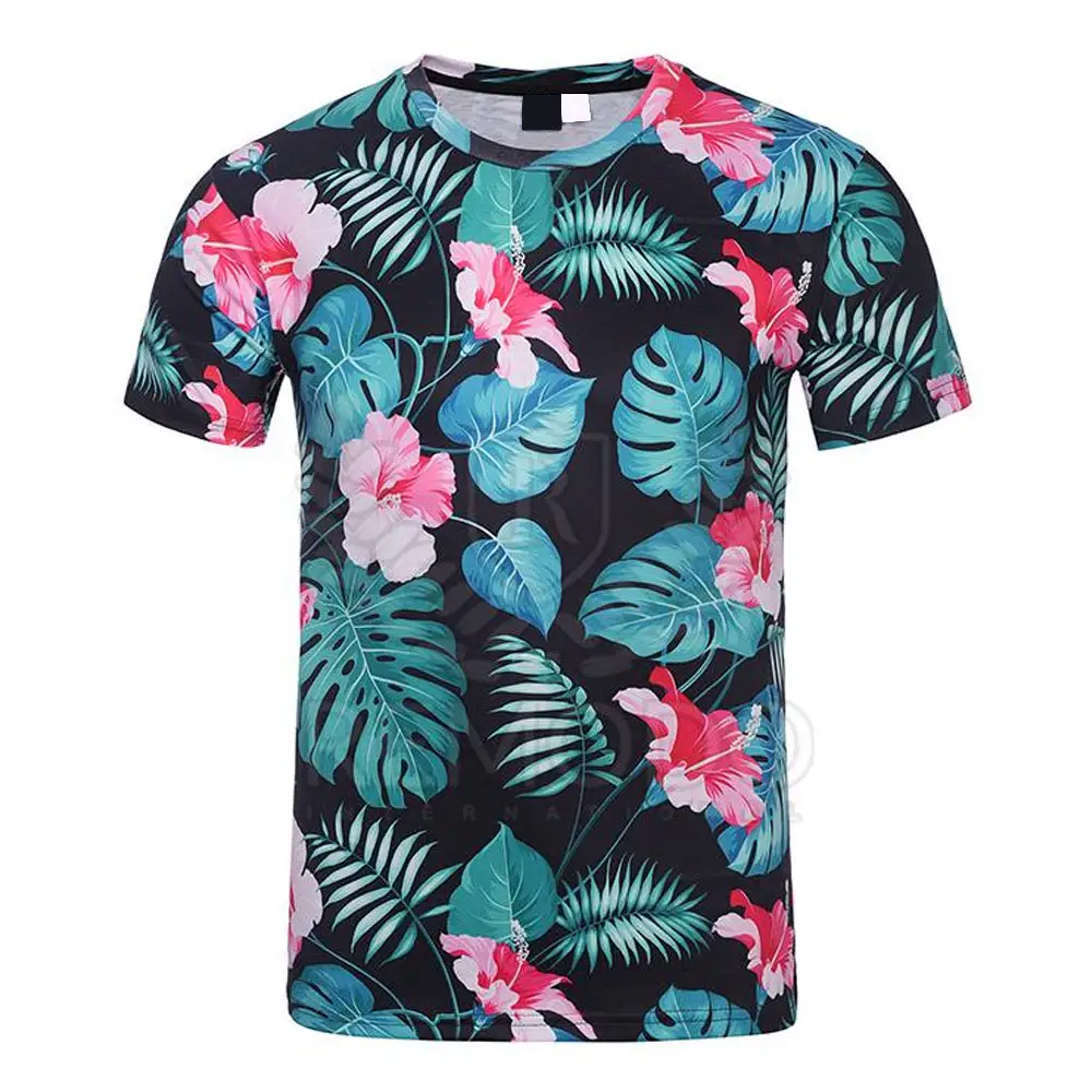 Yeni çiçek baskılı erkek t-shirt hızlı kuru süblimasyon t-shirt özelleştirilmiş Slim Fit yuvarlak boyun t-shirt
