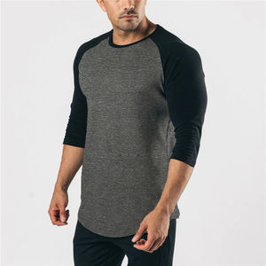Vente en gros de vêtements d'extérieur ajustés de qualité supérieure pour hommes, T-shirt à manches Reglan 100% coton avec logo personnalisé, design OEM - Product Image 2