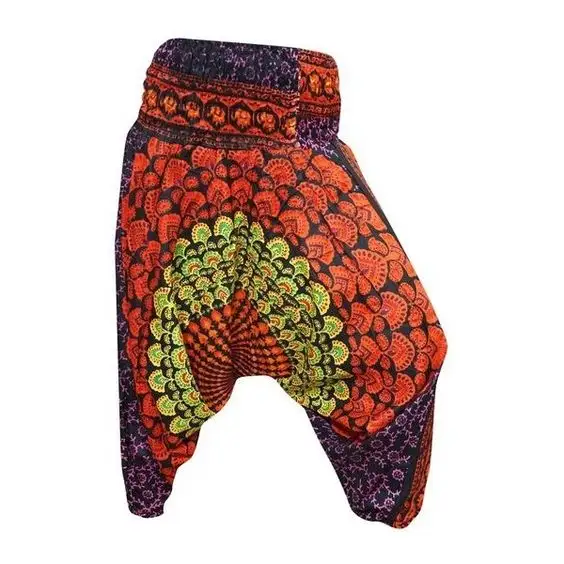 Calça mandala harem de peacão elegante, calças femininas estilo boho, tamanho único, soltas, hippie, baggy, ali, baba, afgano, moda unissex