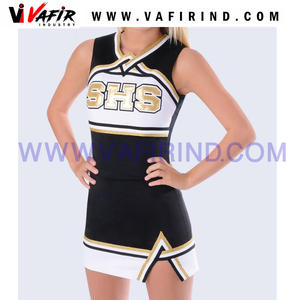 Uniformes à manches courtes de Cheerleading sexy pour femmes personnalisées sublimation imprimée coton polyester spandex nylon latex lycra pour filles - Product Image 3
