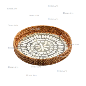 Plateau de service pour chocolats en rotin et vadrouille Plateau de service pour thé et café de forme ronde de la plus grande qualité à bas prix - Product Image 5