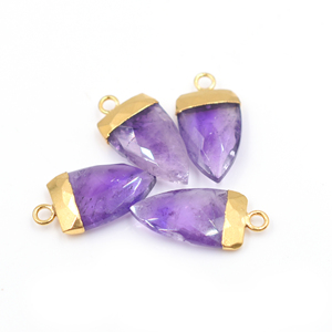 Amethyst Pendant Half Marquise Shape Gold Plated with Bail Fashion Jewellery Findings for Making Jewellery - Product Image 4