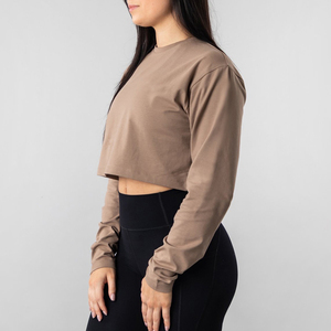 T-shirt à manches longues pour femmes, grande qualité, entraînement de sport, de Yoga, surdimensionné, nouvelle collection, à la mode - Product Image 4