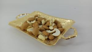 Plato para servir de Metal pulido dorado de 24 quilates, bandeja ecológica para fruta seca, decoración para el hogar y la Mesa, artículo de regalo - Product Image 5