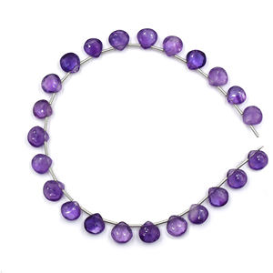 อเมทิสต์7ถึง8มม. รูปทรงหัวใจ23เส้นลูกปัด - Product Image 1