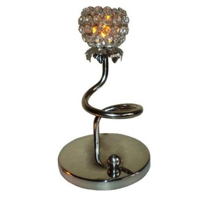Bougeoir en métal perlé cristal finition argent brillant, écologique, haut tendance, décoration de mariage, support de bougie, Style Unique - Product Image 2