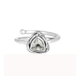 Natural <b>Green</b> Amethyst Gemstone Woman's Anniversary Rings 925 Silver Triangular Adjustable Stackable Ring <b>Jewelry</b> Wholesale - Product Image 1