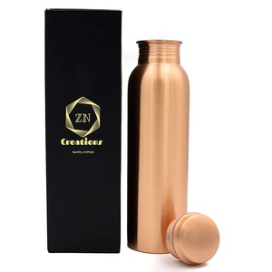 100% puro y de cobre hecho a mano botellas de agua con precio barato | A prueba de fugas cobre liso Yoga botellas de Fitness | En botella, botella de agua personalizada - Product Image 6