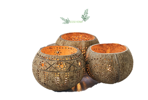 Vendedor superior para decorar soporte de luz de té de cáscara de coco/portavelas de cáscara de coco con logotipo láser grabado hecho en Eco2go - Product Image 3