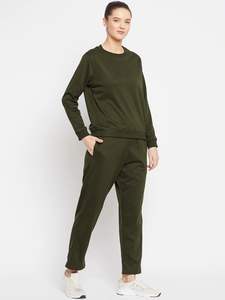 ชุดวอร์มผ้าฟลีซผ้าฝ้าย2ชิ้นสำหรับผู้หญิงชุดวอร์มคอกลมคอกลมสำหรับฤดูใบไม้ร่วงฤดูหนาวชุดวิ่งชุดวอร์มไซส์พิเศษ - Product Image 2