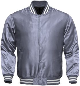 Veste longue en Satin grise avec fermeture éclair pour hommes, blouson de couleur grise - Product Image 2
