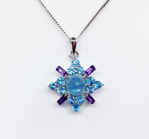 Cocktail Wear <b>925</b> <b>Sterling</b> <b>Silver</b> Lightweight Low MOQ Supplier Pendants Multi Color Unique Gemstones <b>Chain</b> Trendy Pendants - Product Image 1