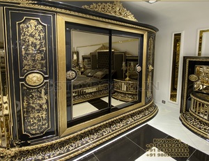 Ensemble de meubles de chambre à coucher en teck noir doré moderne, durable, avec couleur et taille personnalisables - Product Image 6