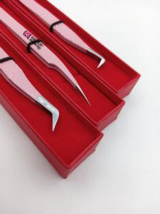 Pince à épiler professionnelle GETUP BROSONS IMPEX GBI-EET-2316, rose clair, revêtement poudré, 45 degrés, pour volume de cils, pointe argentée, droite - Product Image 6