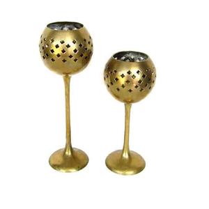 Recién llegado, juego de hoteles de aspecto de 2 portavelas, acabado chapado en oro, decoración de mesa de café y restaurante, soporte de vela de iluminación - Product Image 1