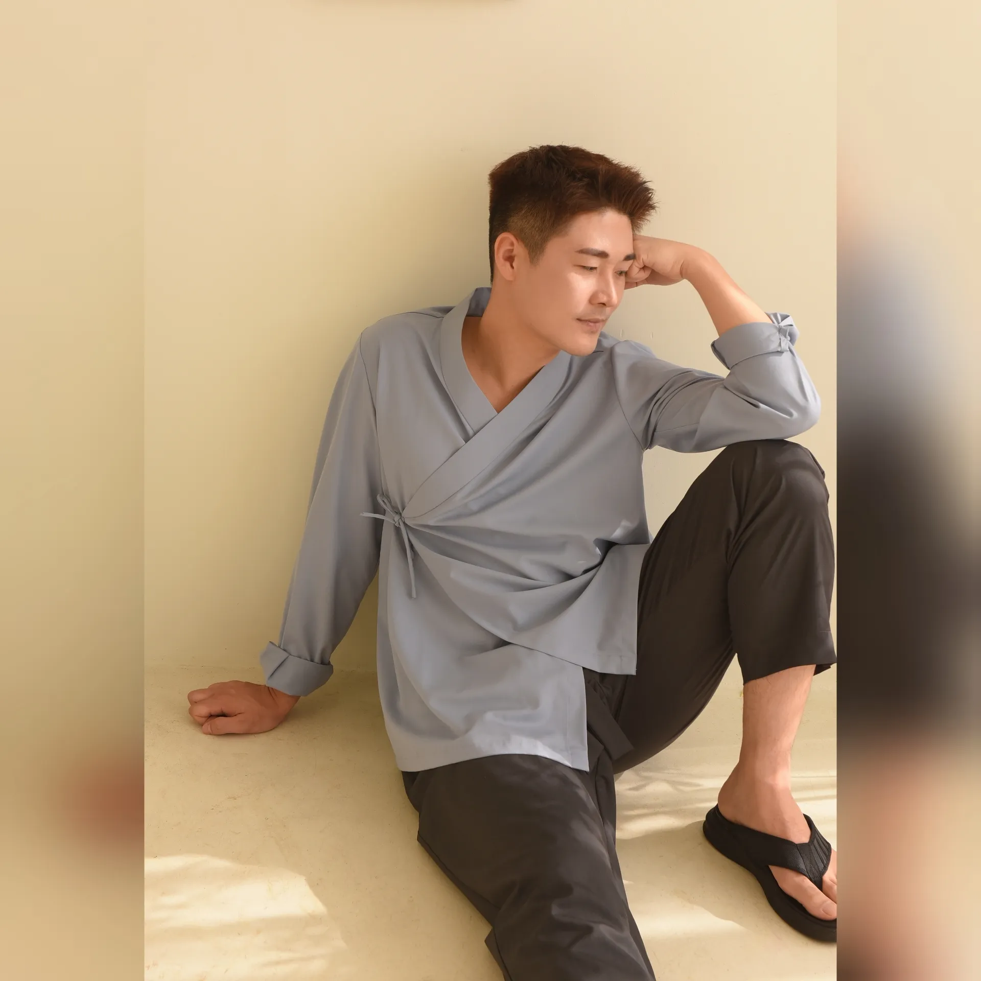 캐주얼 스타일 한국 전통 의류/남성용 긴 소매 셔츠/Jeogori/3 색