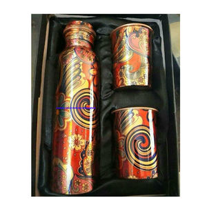 Fancy Design Copper <b>Bottle</b> with Tumblers Printed Hot Sale Free Sample - Product Image 1
