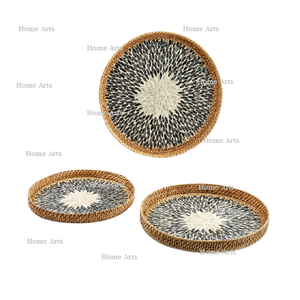 Ensemble de plateaux de service pour chocolats MOP et rotin de 3 tailles différentes Plateau de service à dessert au prix le plus bas - Product Image 4