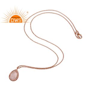 สร้อยคอประดับจี้หินอัญมณีสีโรสควอตซ์,สร้อยคอประดับจี้หินสีโรสโกลด์ - Product Image 3