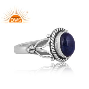 Vente chaude oxydé en argent Sterling naturel Lapis Lazuli pierre précieuse déclaration bague bijoux pour femmes cadeau pour elle - Product Image 3