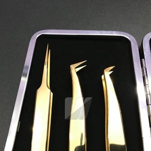 Pince à épiler d'extension de cils en acier inoxydable durable japonais plaqué or de haute qualité avec logo personnalisé pointe pointue - Product Image 5