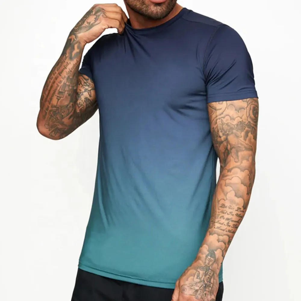 T-shirts pour hommes, impression de logo personnalisé, nouveau, été, dégradé de couleur, réglable, collection