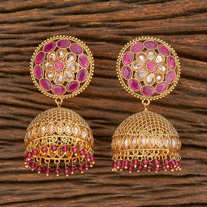 Pendiente de Jhumki antiguo, chapado en oro, 206924 - Product Image 2