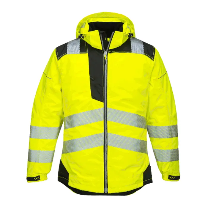 High visibility mesh long sleeves reflective led safety jacket with zipper and pockets