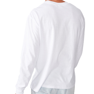 เสื้อยืดคอกลมผู้ชายแบบ OEM สั่งทำพิเศษ ผ้าฝ้าย 100% เสื้อยืดแฟชั่นผู้ชาย เสื้อยืดฟิตเนสผู้ชาย แขนยาว สีขาว - Product Image 3