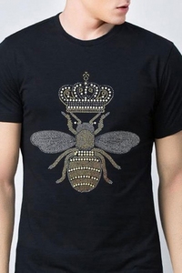 100% coton Hommes Strass T shirt Manches courtes 0 Cou T- shirts Offre Spéciale - Product Image 6