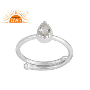 Party Wear Bague en argent 925 pour femmes Bague en cristal de quartz avec pierres précieuses Fournisseur de bijoux Collection délicate - Product Image 1