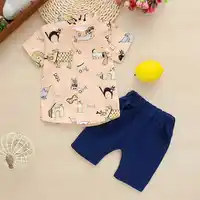 Giyim giyim seti yeni sevimli karikatür yaz pamuk çocuk gömlek rahat çanta düz miktar bebek