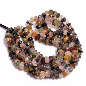 Hilo liso de alta calidad suelto de 7x5 a 9x6mm cuentas redondas de turmalina múltiple piedras preciosas naturales para uso en Diseño Artesanal de joyería - Product Image 3