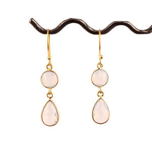 คอลเลกชันเครื่องประดับแฟชั่นที่ดี Opalite Hook ต่างหู Bezel ที่ตั้งเพชรพลอยเหลี่ยมวางห้อยสำหรับผู้หญิง - Product Image 3