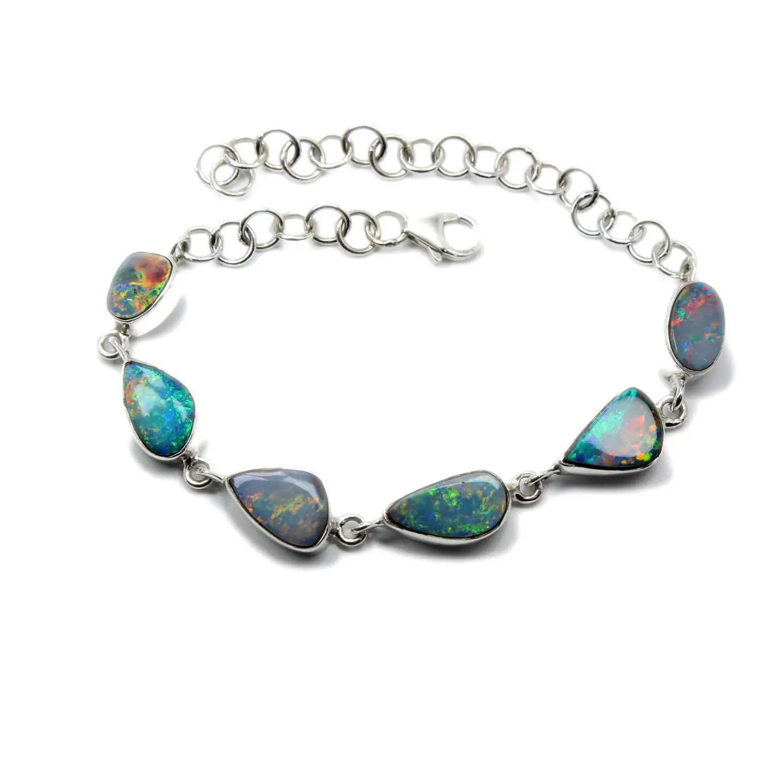 Natürliche australische Opal Doublet Armbänder 925 Sterling Silber Edelstein Großhandels preise