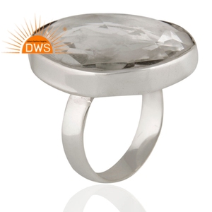 Chunky <b>Crystal</b> Quartz Gemstone <b>Ring</b> Supplier 925 Sterling Silver Shiny <b>Ring</b> Fine Jewelry - Product Image 2